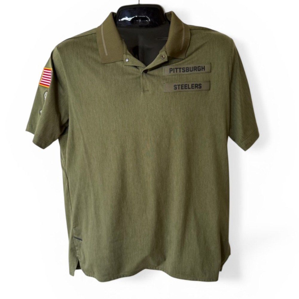 Nike Steelers Salute to Service Dri-FIT Polo Olive Military NFL On-Field L